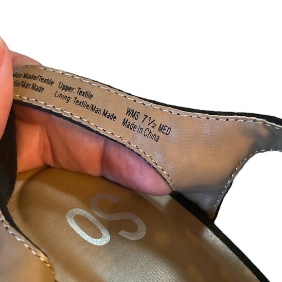 So Taffy Black Wedge Heel Sandals - Size 7.5 - Picture 6 of 7